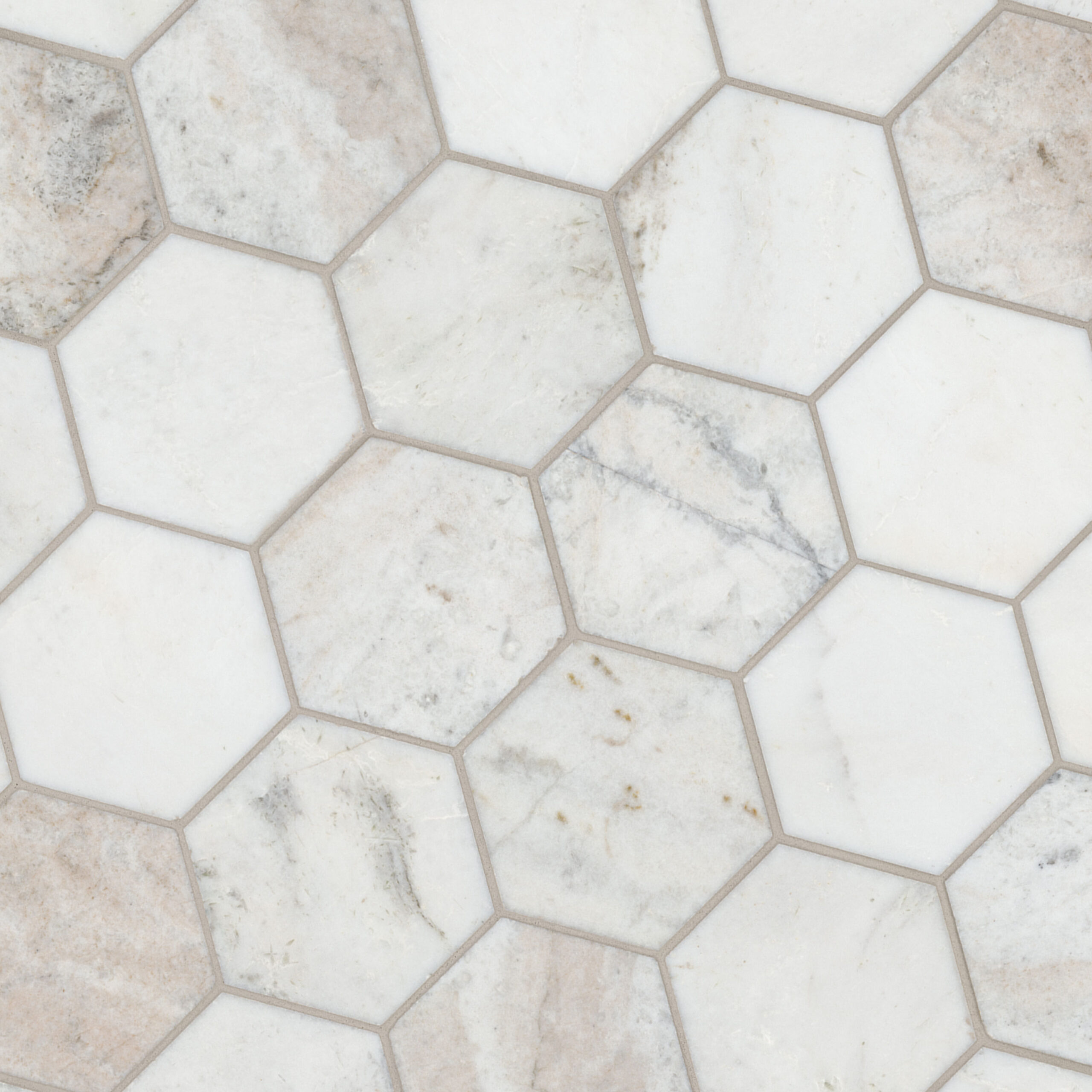 Arabescato Venato White 5" Hexagon Honed Tile - Image 2