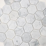 Carrara White Honed 2" Hexagon Mosaic Tile - Image 6