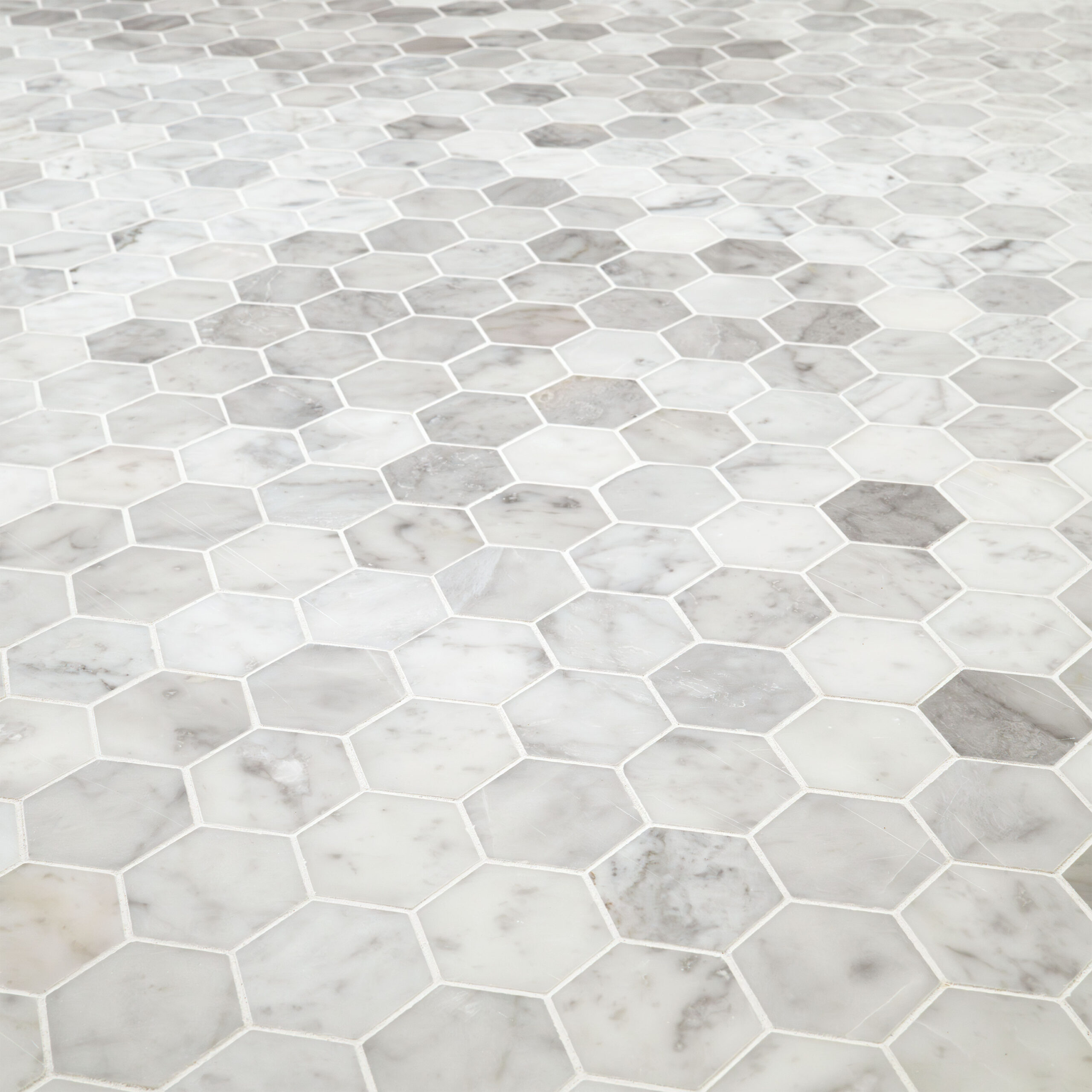 Carrara White Honed 2" Hexagon Mosaic Tile - Image 3