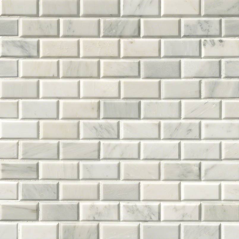 Greecian White Beveled Subway Tile 2x4 - Image 2
