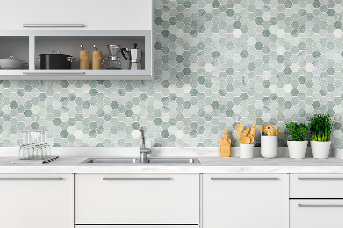 Icelandic Green 2” Hexagon Mosaic Tile - Image 7