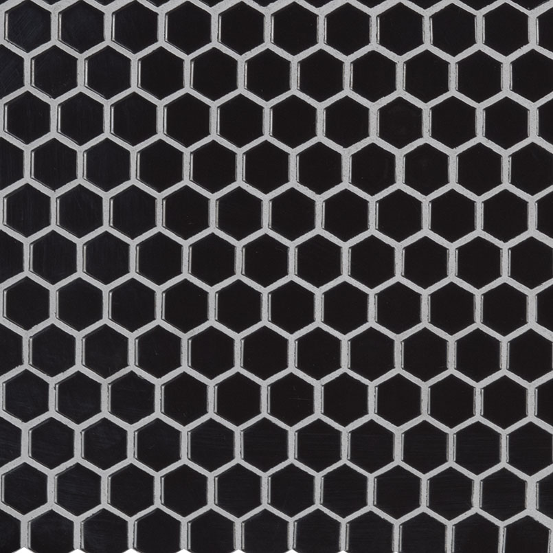Retro Nero Glossy 1” Hexagon Mosaic Tile