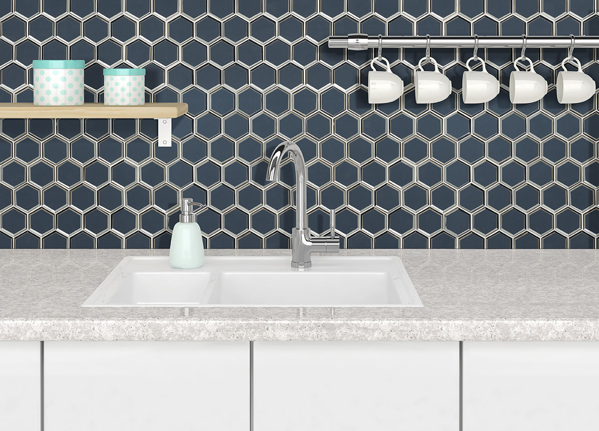 Vague Blue 3" Hexagon Mosaic Tile - Image 5