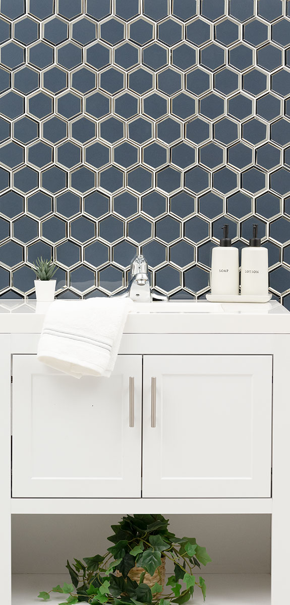 Vague Blue 3" Hexagon Mosaic Tile - Image 6