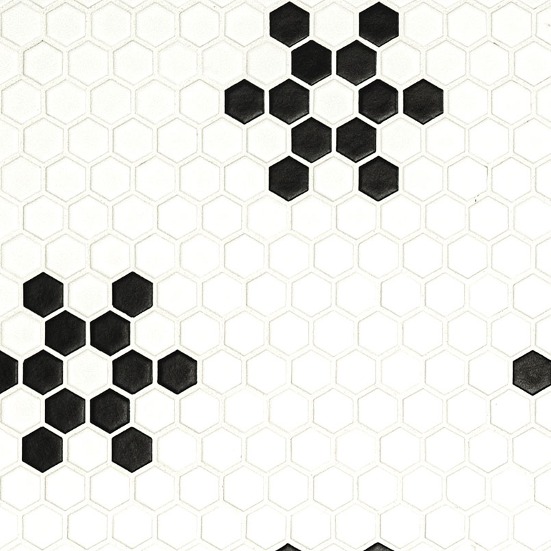 White And Black Mod Petal Pattern Matte