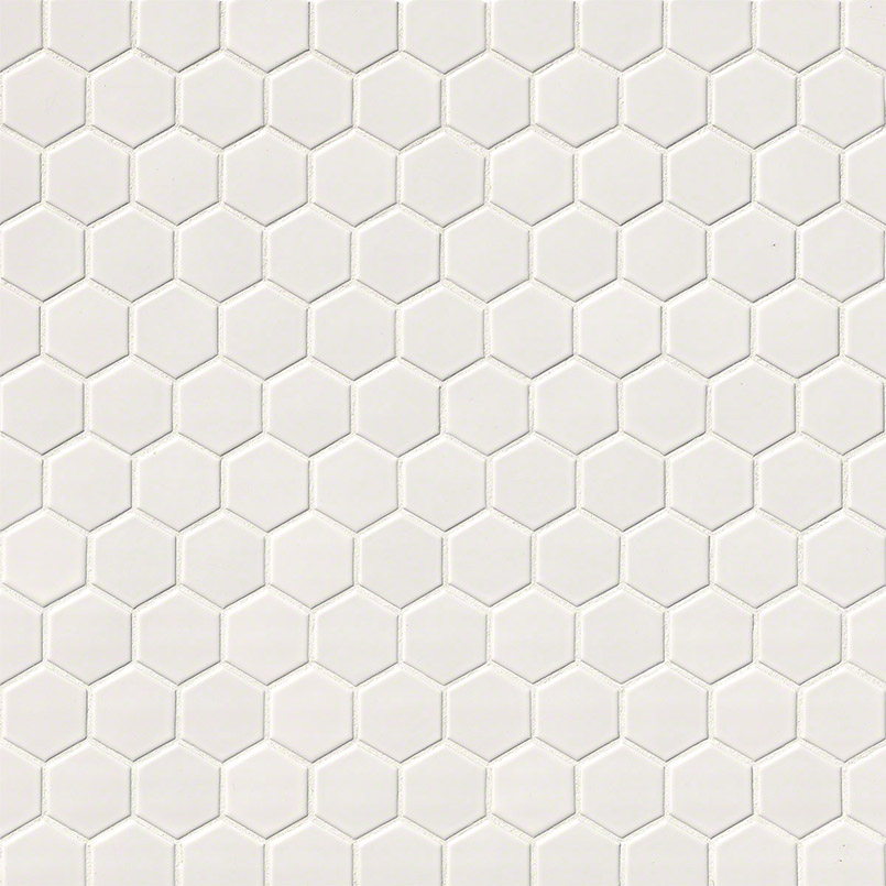White Glossy 2” Hexagon Mosaic Tile - Image 2